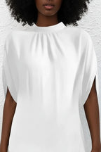 Mini Jurk met Wijde Mouwen Dames | Geplooide Hals & Elegant | Vesara