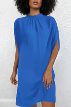 Mini Jurk met Wijde Mouwen Dames | Geplooide Hals & Elegant | Vesara