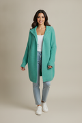 Gebreid Vest Dames met Capuchon – Oversized Lang Vest — Anaya – Mint – vooraanzicht