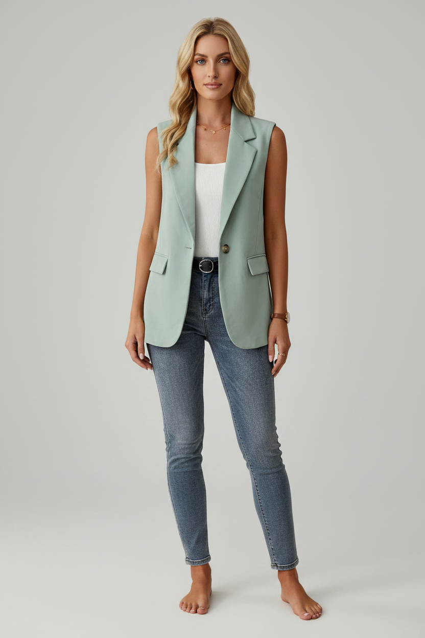 Mouwloze Blazer met Zijzakken voor Dames | Stijlvol | Adriana