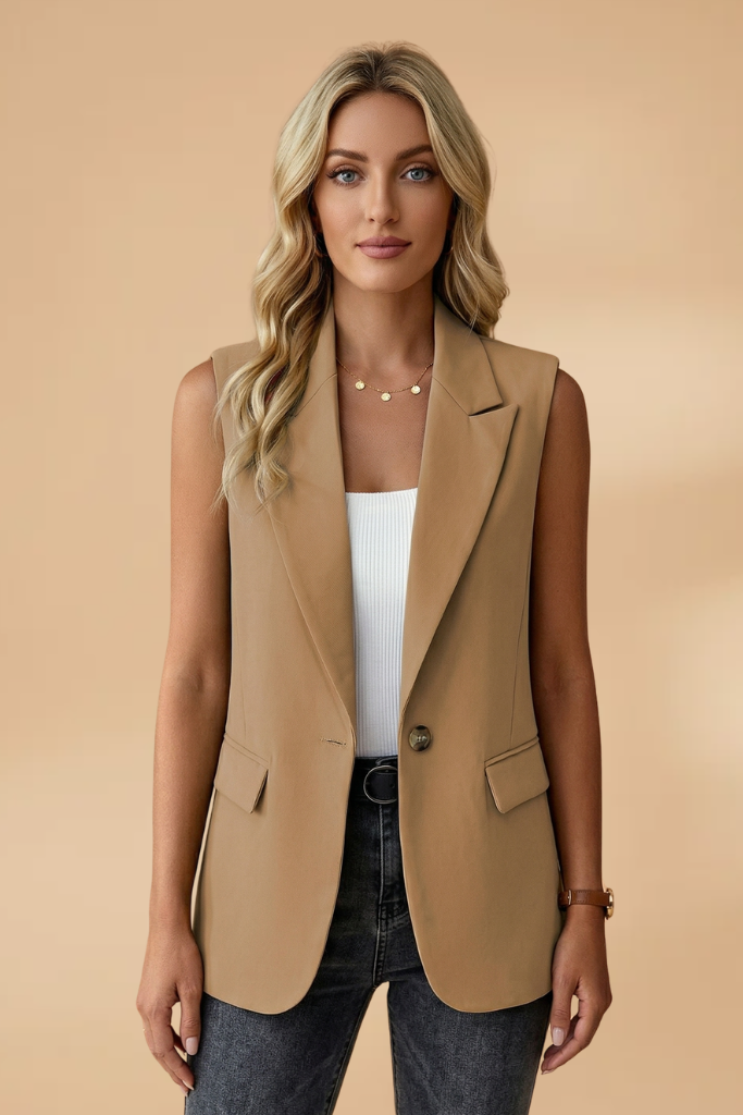 Mouwloze Blazer met Zijzakken voor Dames | Stijlvol | Adriana