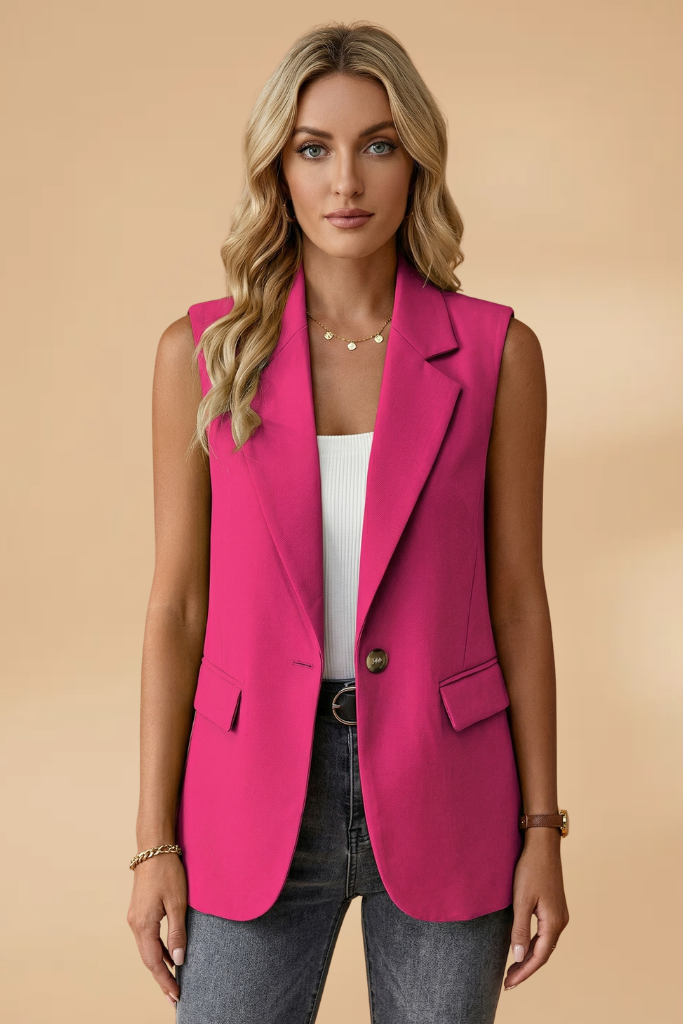 Mouwloze Blazer met Zijzakken voor Dames | Stijlvol | Adriana