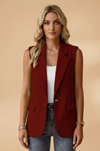 Mouwloze Blazer met Zijzakken voor Dames | Stijlvol | Adriana