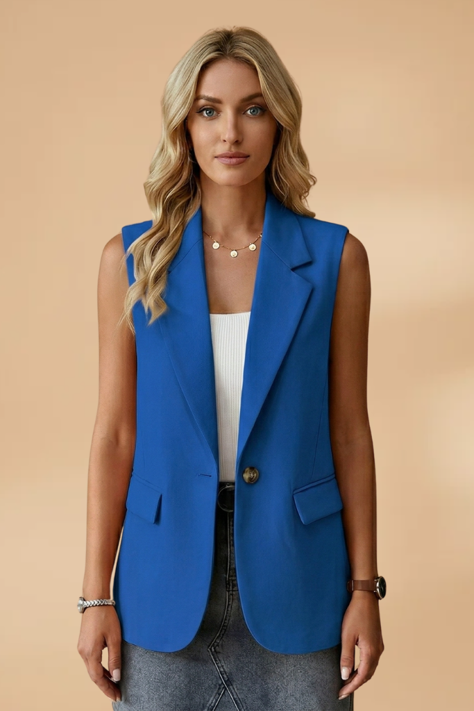 Mouwloze Blazer met Zijzakken voor Dames | Stijlvol | Adriana