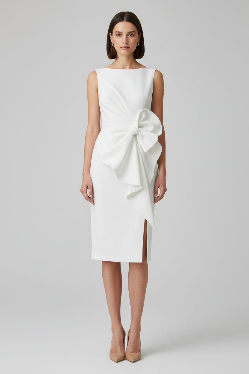 Mouwloze Jurk met Strik Dames | Asymmetrisch & Elegant | Quinara