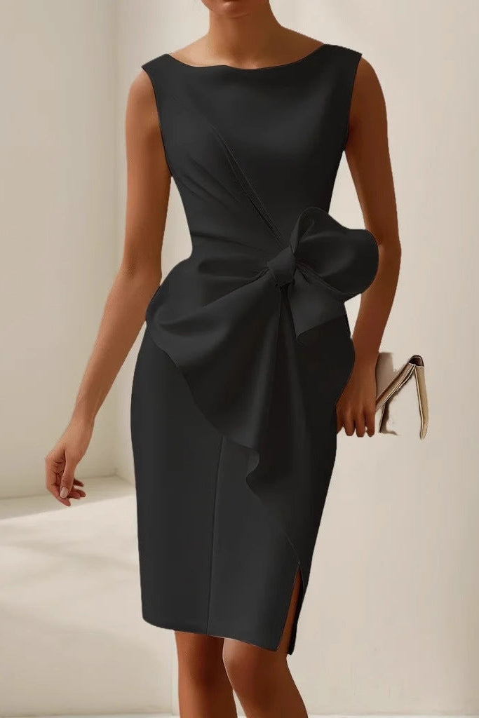Mouwloze Jurk met Strik Dames | Asymmetrisch & Elegant | Quinara
