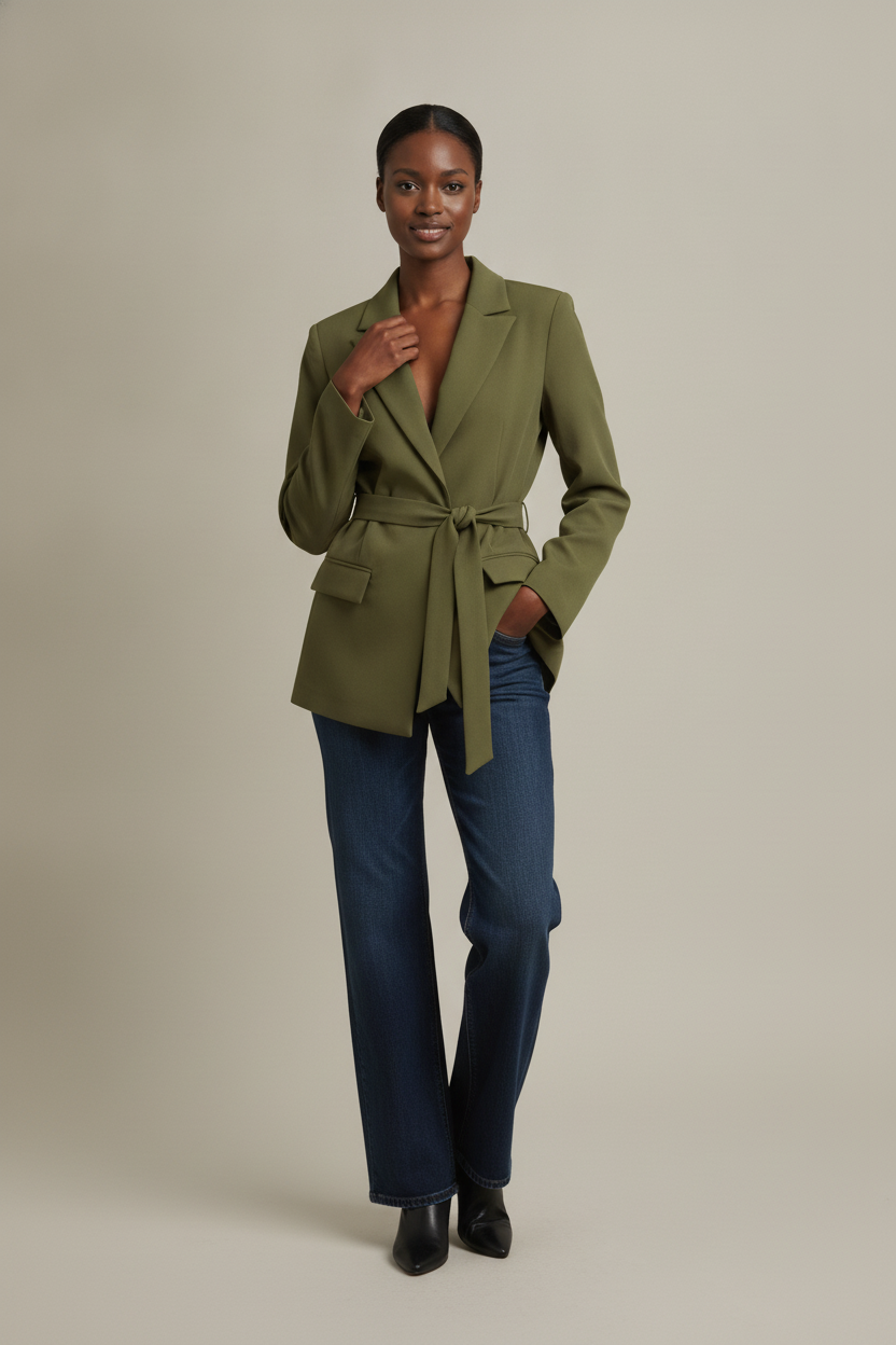 Blazer met Ceintuur — Nerissa – Camel – vooraanzicht