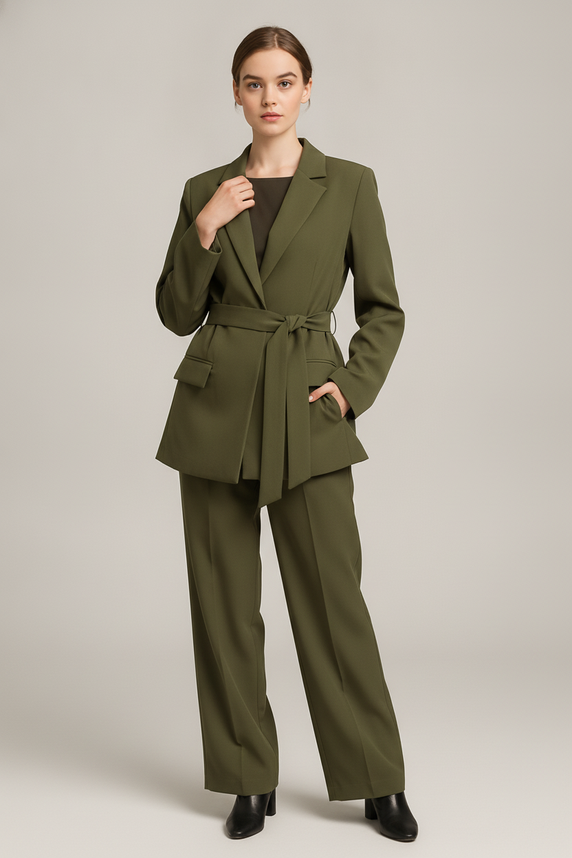 Blazer met Ceintuur — Nerissa – Camel – vooraanzicht