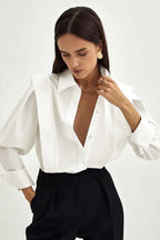Oversized Blouse met Knoopsluiting Dames | Vierkante Snit & Veelzijdig | Careva