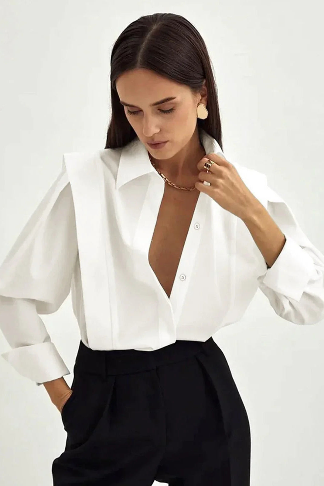 Oversized Blouse met Knoopsluiting Dames | Vierkante Snit & Veelzijdig | Careva
