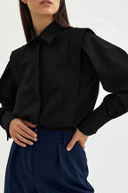 Oversized Blouse met Knoopsluiting Dames | Vierkante Snit & Veelzijdig | Careva