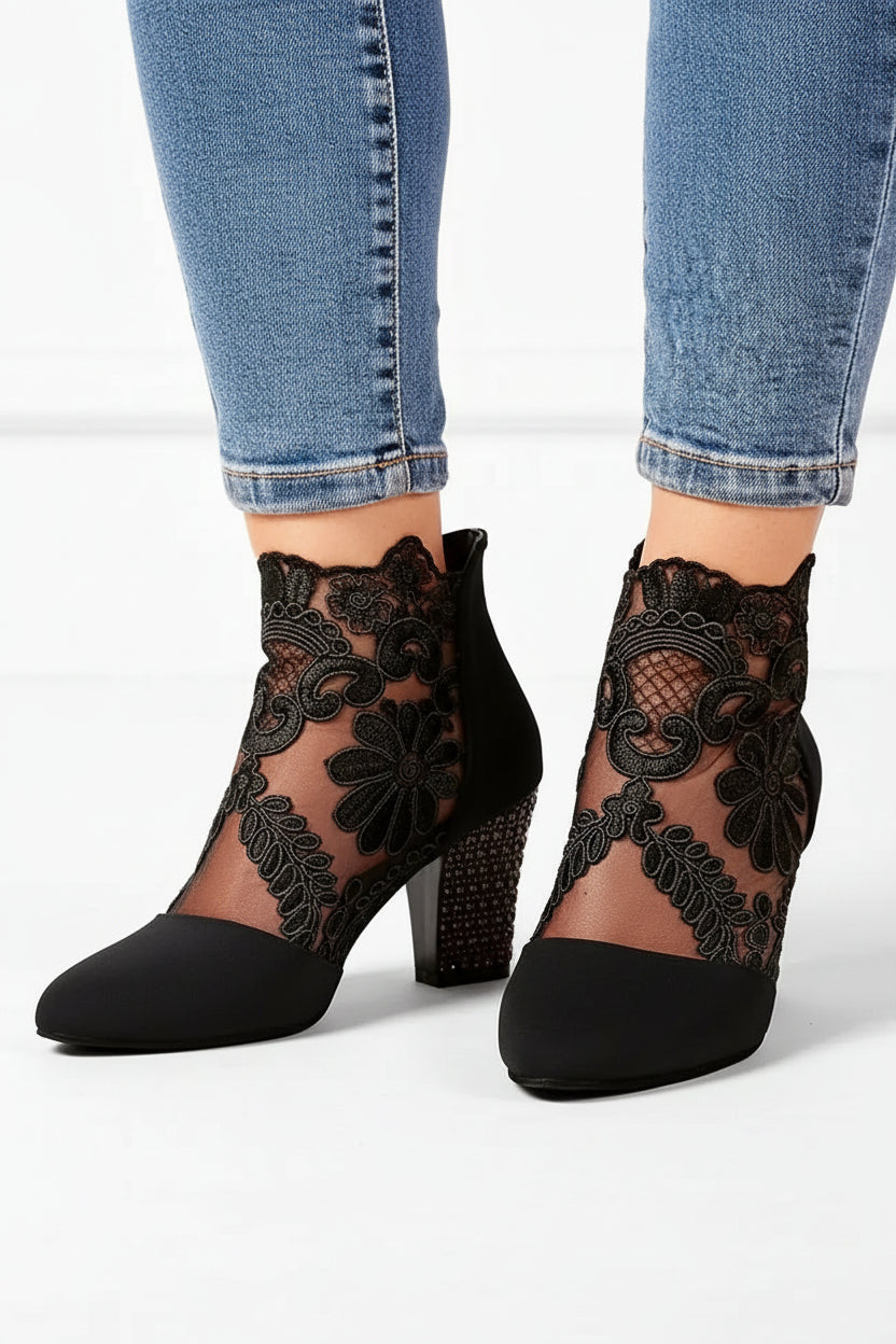 Pumps Kanten Bloemen Dames | Handgemaakt, Stabiele Hak & Comfortabel | Calixta