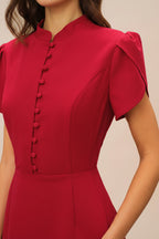 Rode Mini Jurk Dames Retro Korte Mouwen A-lijn | Valentina