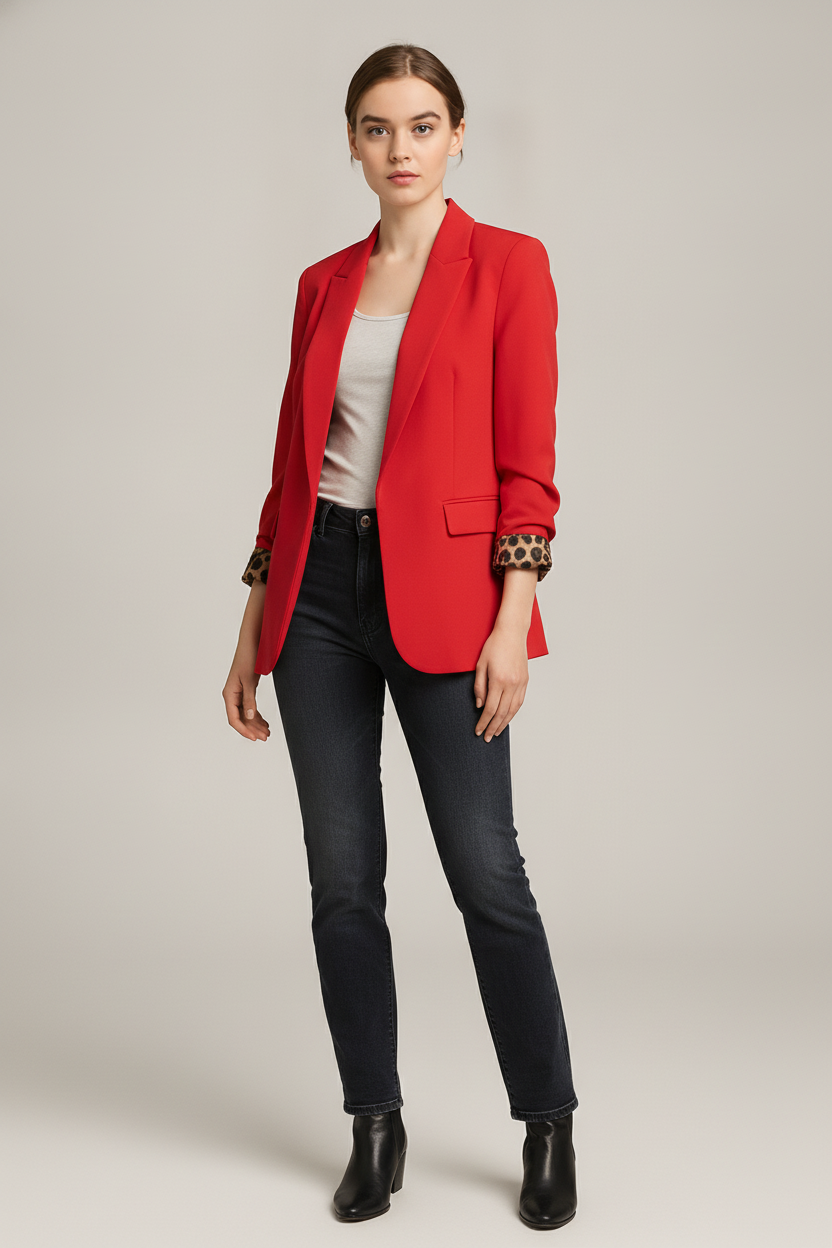 Getailleerde Blazer — Calista – Rood – vooraanzicht