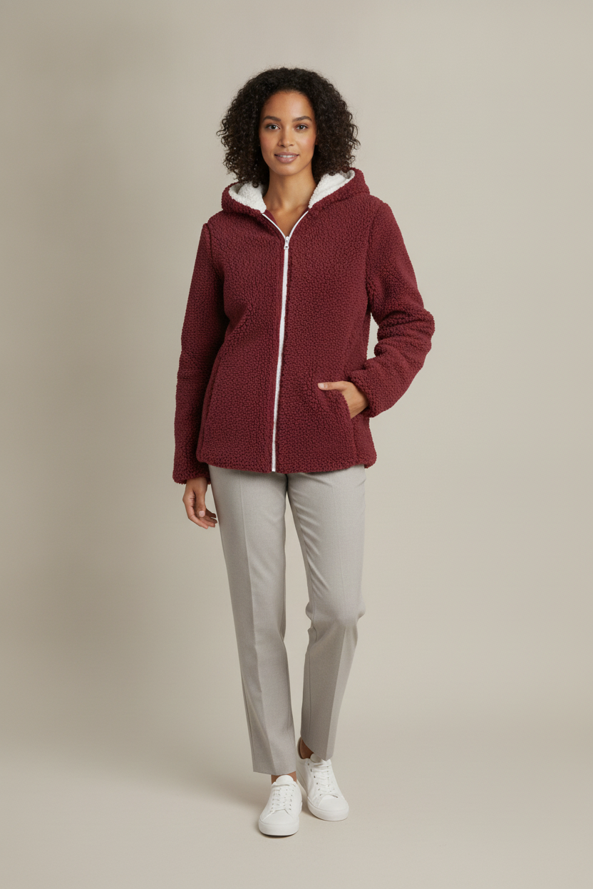 Pluche Jack met Capuchon — Brisa – Bordeaux – vooraanzicht