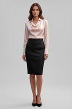 Satijnen Blouse met Lange Mouwen Dames | Gedrapeerde Hals | Scareva