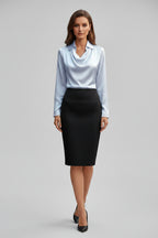 Satijnen Blouse met Lange Mouwen Dames | Gedrapeerde Hals | Scareva