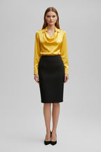 Satijnen Blouse met Lange Mouwen Dames | Gedrapeerde Hals | Scareva