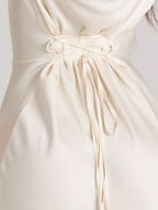 Satijnen Maxi Jurk Dames | Empire Taille & Lange Mouwen | Nadège