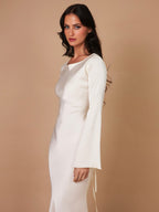Satijnen Maxi Jurk Dames | Empire Taille & Lange Mouwen | Nadège
