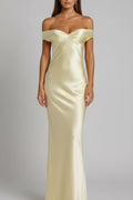 Satijnen Maxi Jurk met Blote Schouders Dames | Luxueus & Vloeiend | Zahira