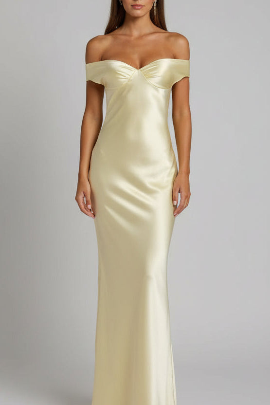 Satijnen Maxi Jurk met Blote Schouders Dames | Luxueus & Vloeiend | Zahira