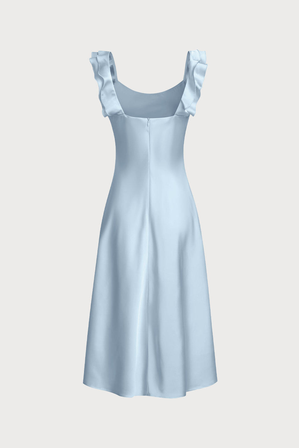 Satijnen Midi Jurk Dames Elegant Ruffle Vierkante Hals | Indira