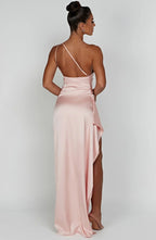 Satijnen Splitjurk Dames Elegant One Shoulder | Aria