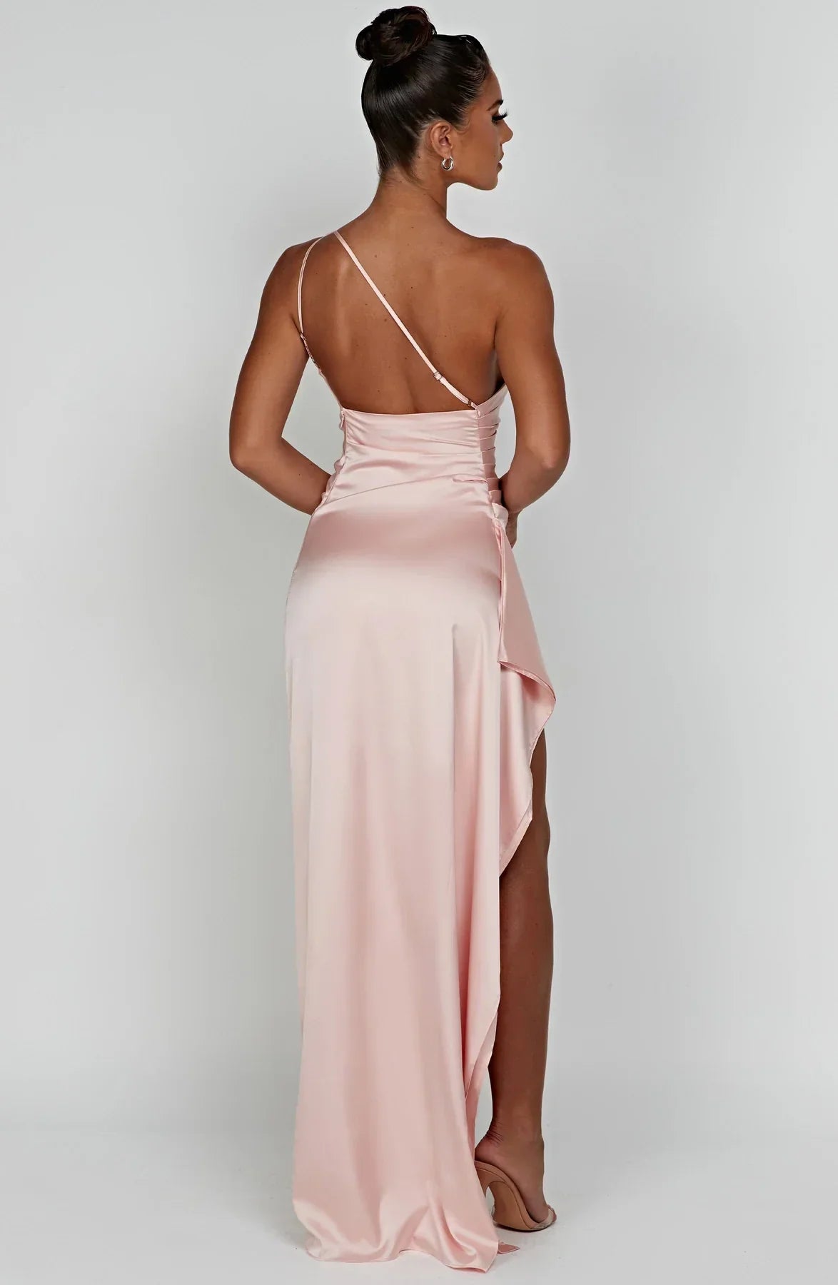 Satijnen Splitjurk Dames Elegant One Shoulder | Aria
