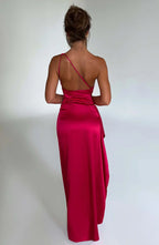 Satijnen Splitjurk Dames Elegant One Shoulder | Aria