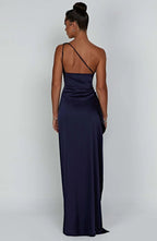 Satijnen Splitjurk Dames Elegant One Shoulder | Aria
