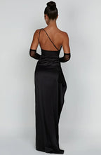 Satijnen Splitjurk Dames Elegant One Shoulder | Aria