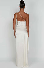 Satijnen Splitjurk Dames Elegant One Shoulder | Aria