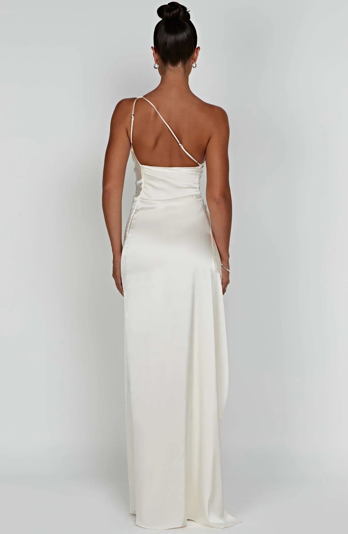 Satijnen Splitjurk Dames Elegant One Shoulder | Aria