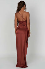 Satijnen Splitjurk Dames Elegant One Shoulder | Aria