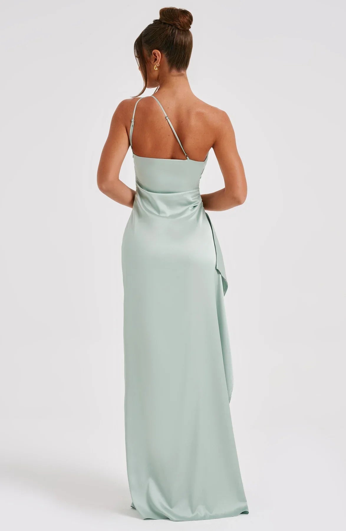 Satijnen Splitjurk Dames Elegant One Shoulder | Aria