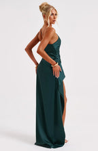 Satijnen Splitjurk Dames Elegant One Shoulder | Aria