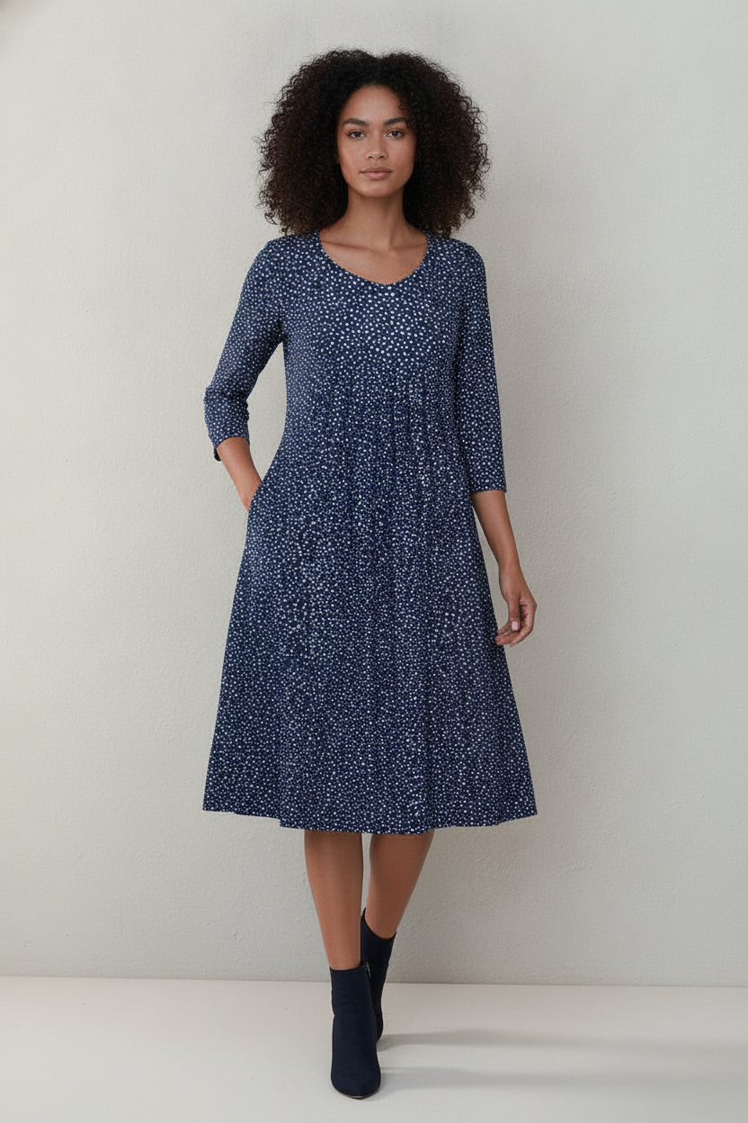 Zomerjurk met Bloemenprint en Driekwart Mouwen | Stippen | Ninon