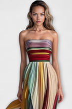 Strapless Jurk met Plooien Dames | Regenboog & Zomer | Avara