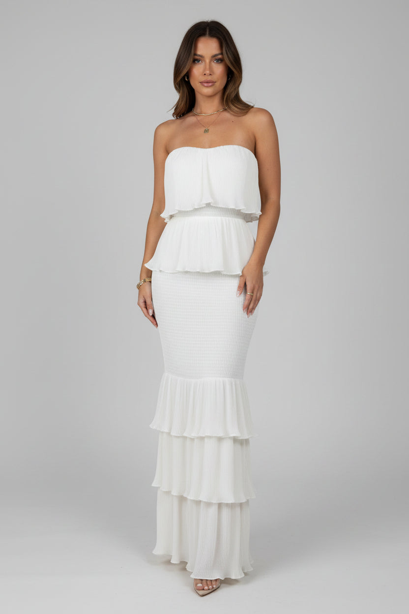 Strapless Maxi Jurk Dames Feest Elegant Ruffles | Naïara