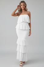Strapless Maxi Jurk Dames Feest Elegant Ruffles | Naïara