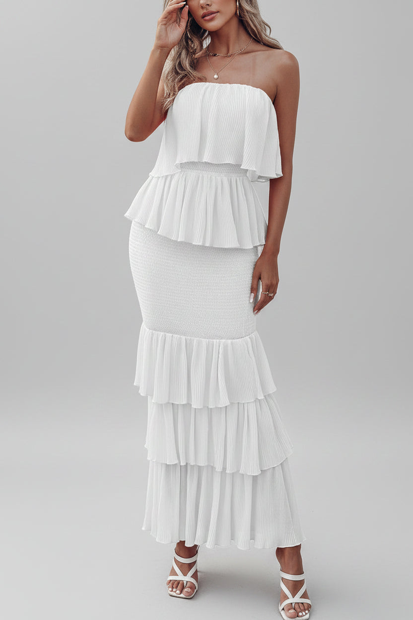 Strapless Maxi Jurk Dames Feest Elegant Ruffles | Naïara