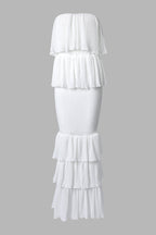 Strapless Maxi Jurk Dames Feest Elegant Ruffles | Naïara