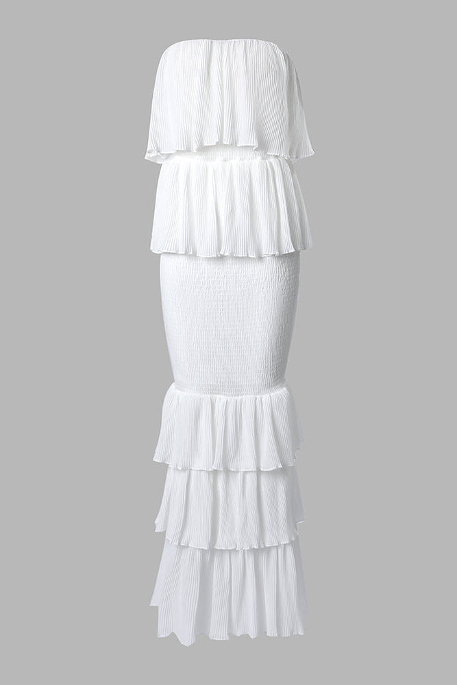 Strapless Maxi Jurk Dames Feest Elegant Ruffles | Naïara