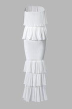Strapless Maxi Jurk Dames Feest Elegant Ruffles | Naïara