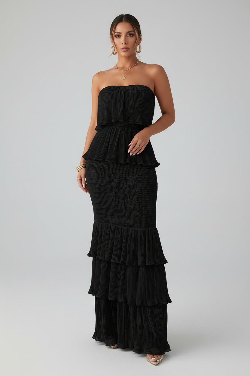 Strapless Maxi Jurk Dames Feest Elegant Ruffles | Naïara