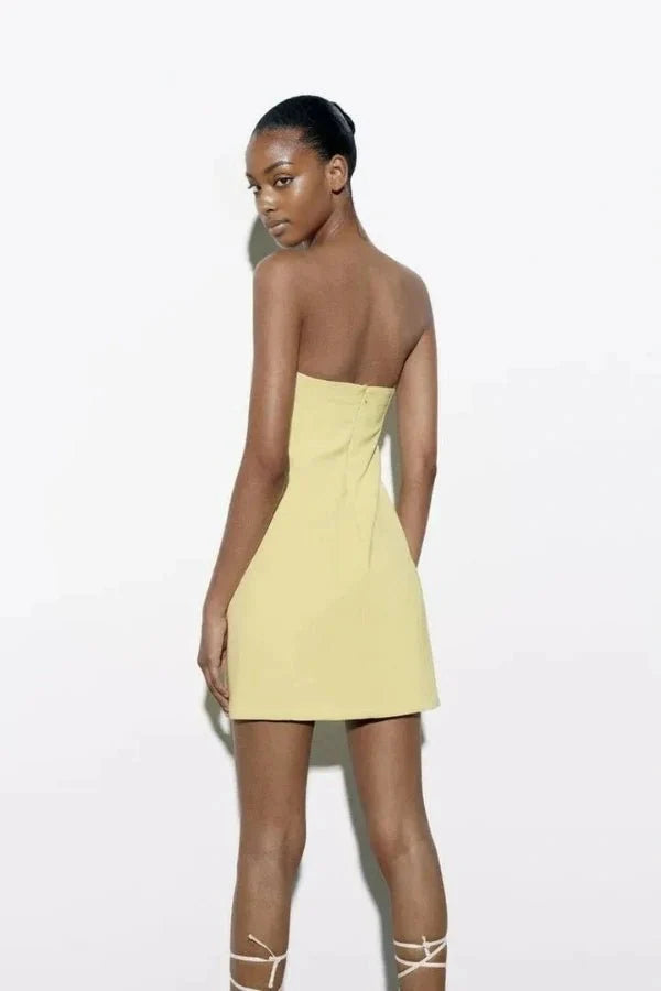 Strapless Mini Jurk met A-lijn Rok & Cutout Detail voor Dames | Alliana