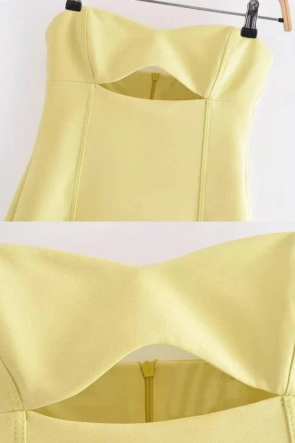Strapless Mini Jurk met A-lijn Rok & Cutout Detail voor Dames | Alliana