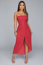 Strapless Zomerjurk Dames met Split Vakantie | Mirabelle