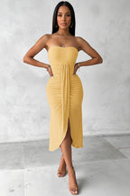 Strapless Zomerjurk Dames met Split Vakantie | Mirabelle